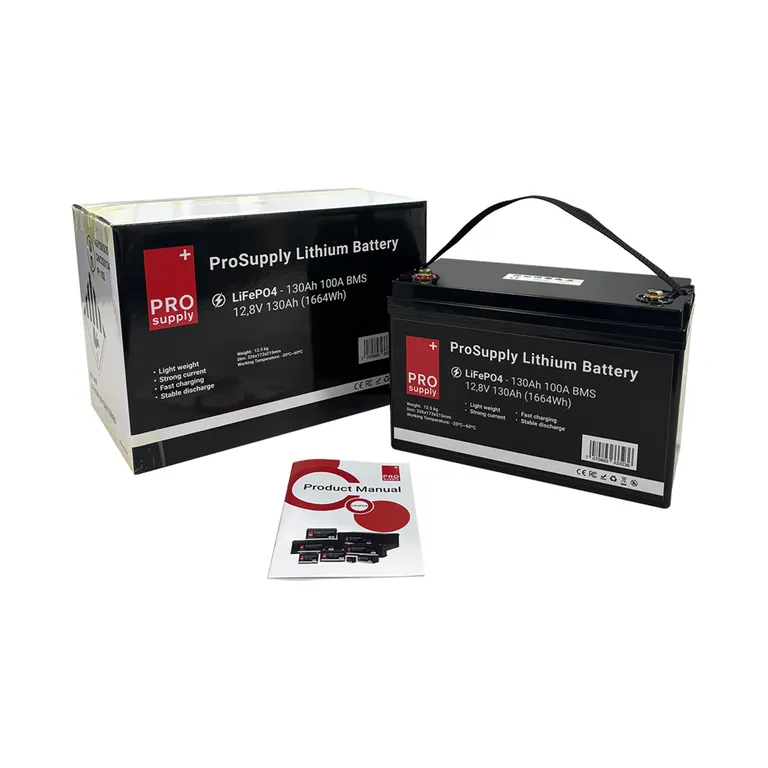 ProSupply Lithium LiFePO4 12V batteri 130Ah (100-kasse) 100A BMS