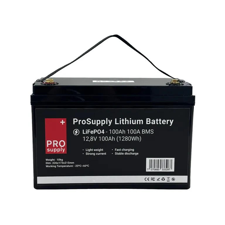 ProSupply Lithium LiFePO4 12V batteri 100Ah 100A BMS