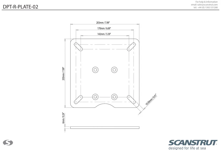 Scanstrut festeplate til Dual Power Tower Compact passer til Furuno