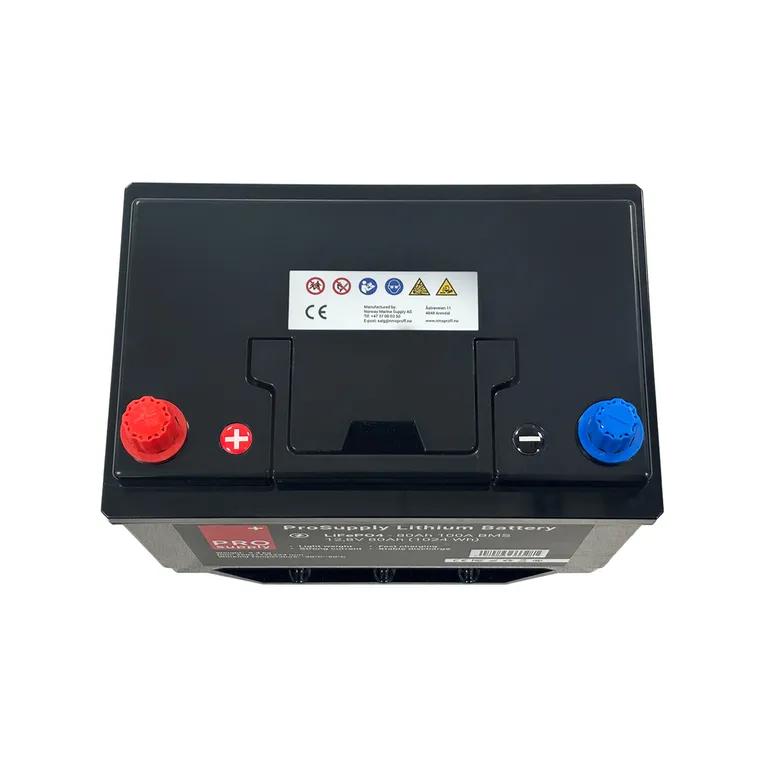 ProSupply Lithium LiFePO4 12V batteri 80Ah (75-kasse) 100A BMS