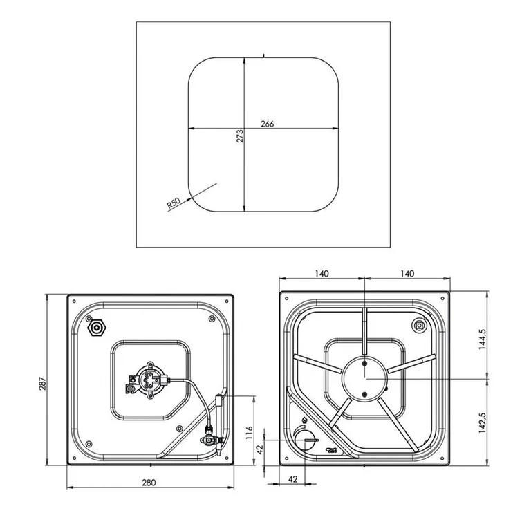 Can Koketopp Gass Nedfellbar 1-Bluss 273 x 266 mm