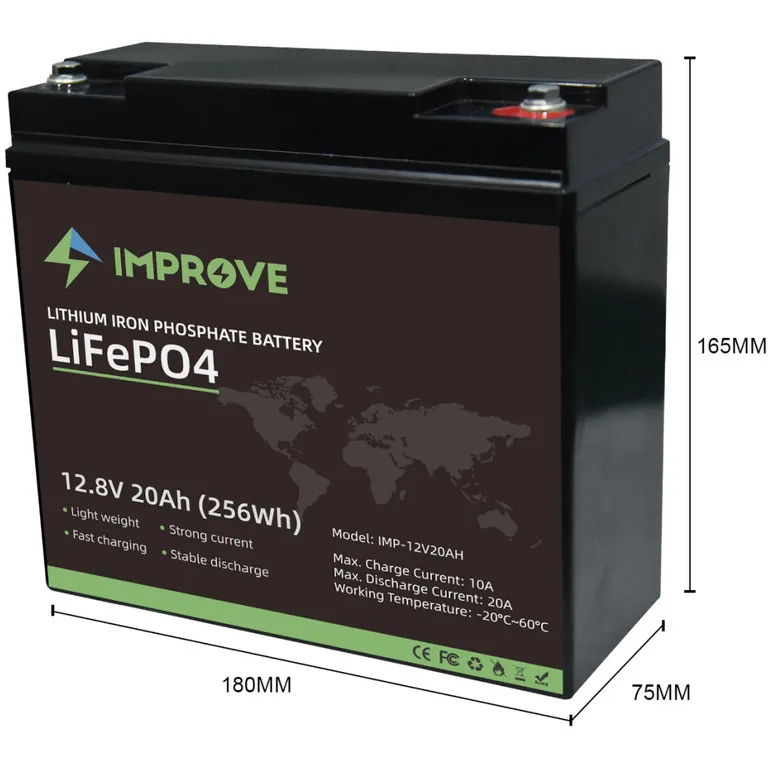 Improve Lithium 12V LiFePO4 batteri 20Ah med 20A BMS
