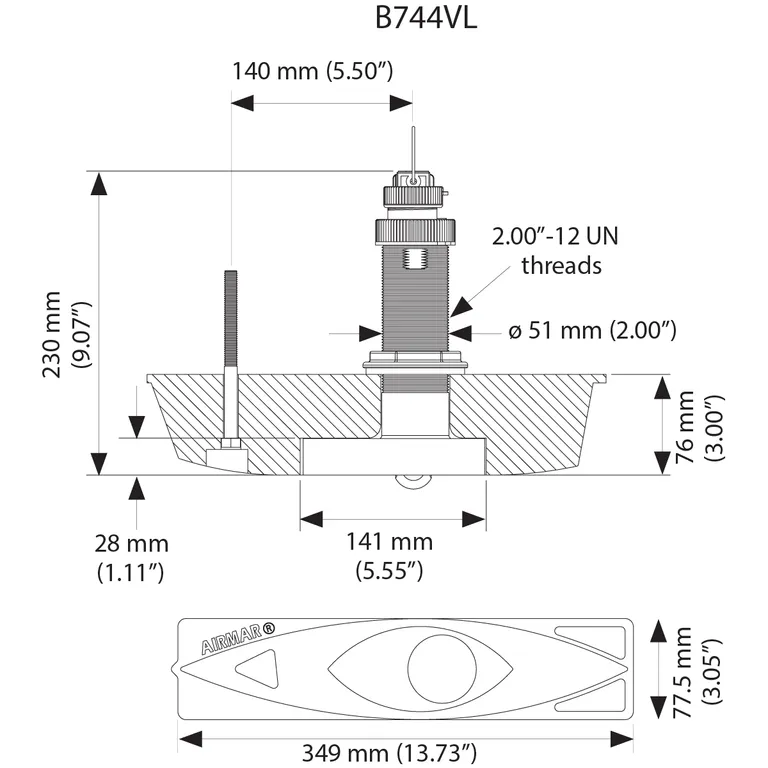 Garmin B744VL gjennomgående bronsegiver (lang)
