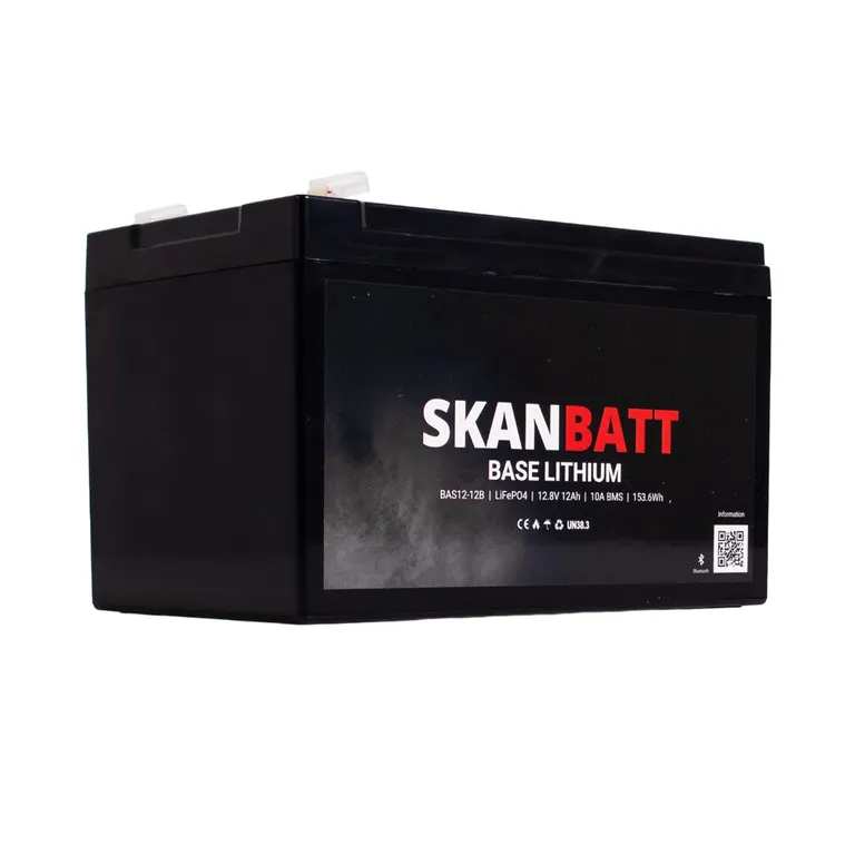 Skanbatt Base Lithium batteri 12V 12Ah 10A BMS Bluetooth
