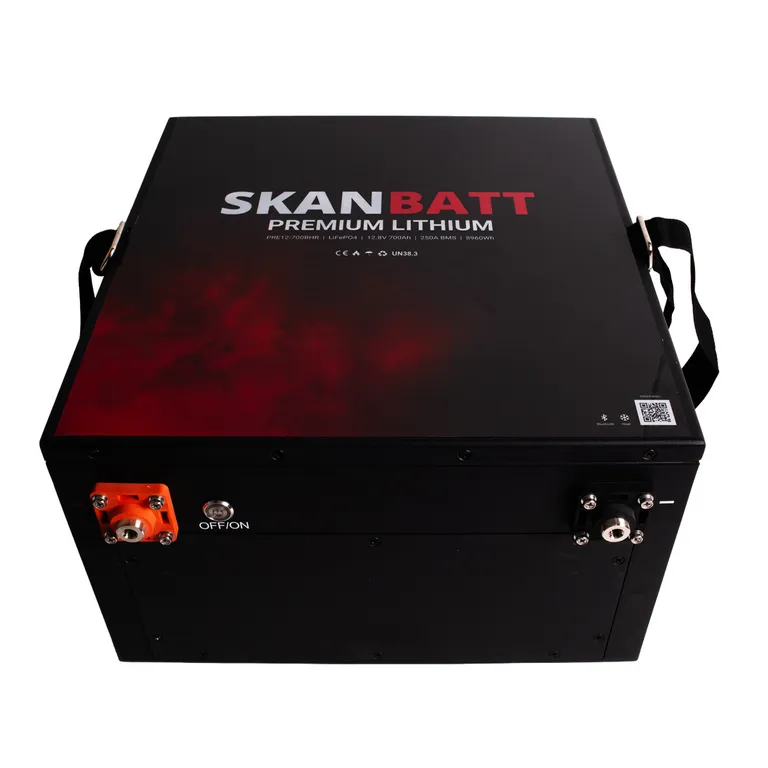 Skanbatt Premium 700Ah 12V LiFePO4 litiumbatteri med Bluetooth og varme