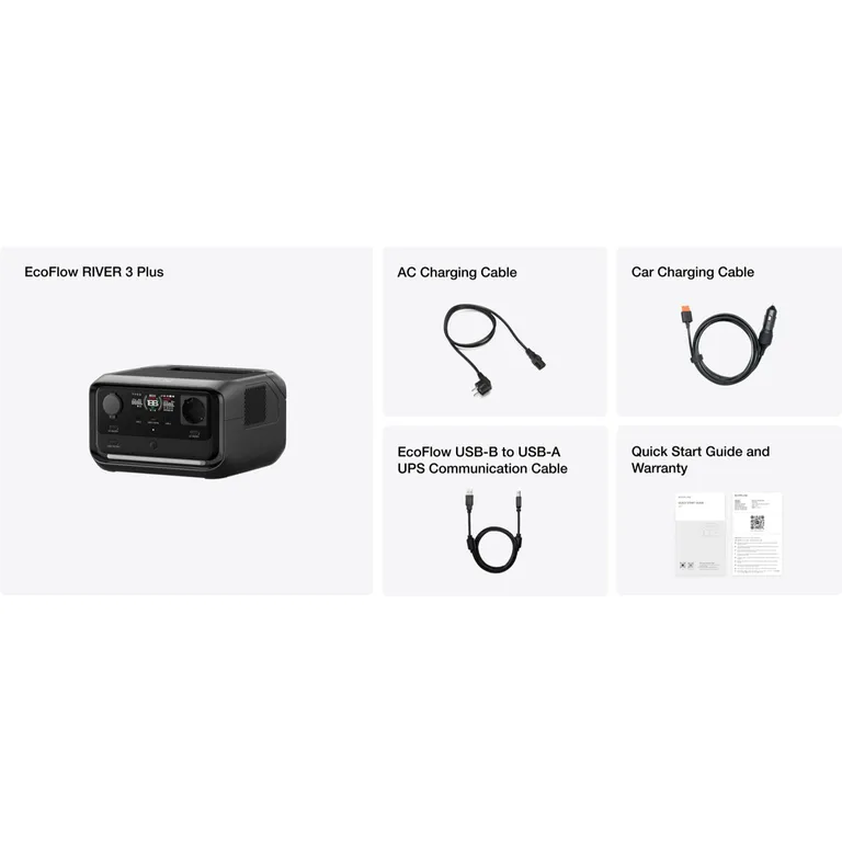 EcoFlow River 3 Plus bærbar strømforsyning 286Wh-600W