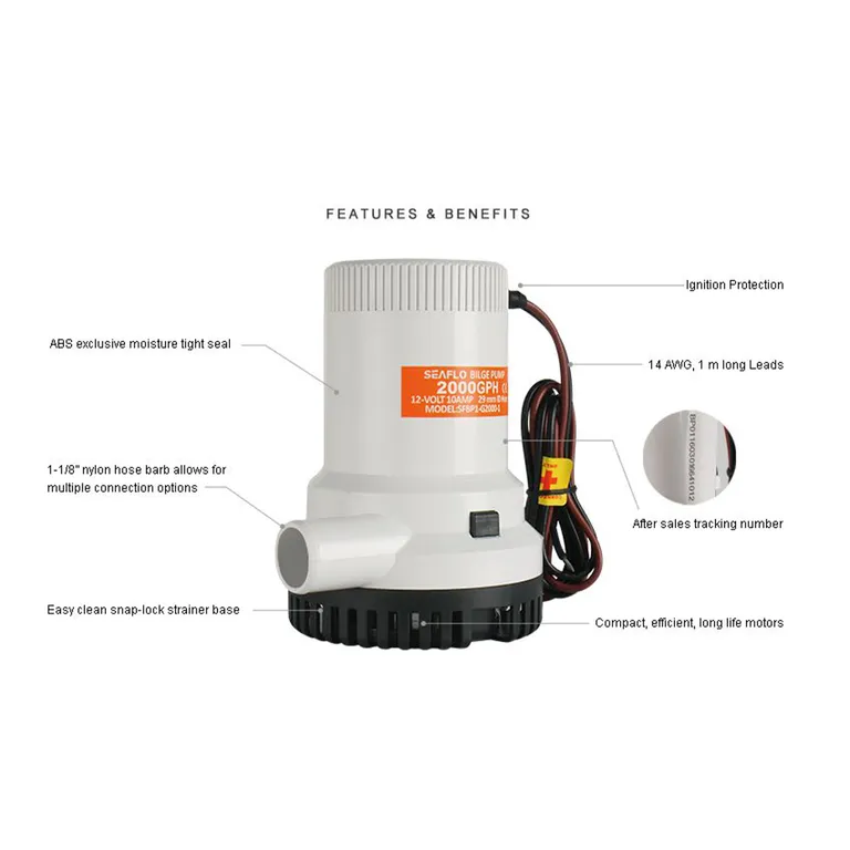 SeaFlo 24V lensepumpe 01 Series 2000GPH