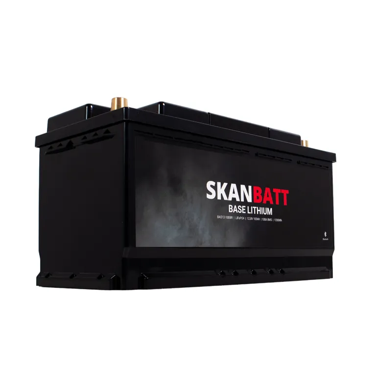 Skanbatt Base Lithium batteri 12V 100Ah 100A BMS Bluetooth Bobil