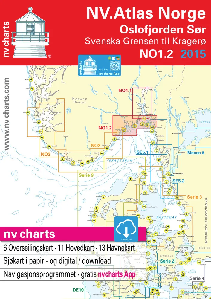 NV Charts båtsportkart - Ytre Oslofjord - svenskegrensen til Kragerø (Sone 1.2)