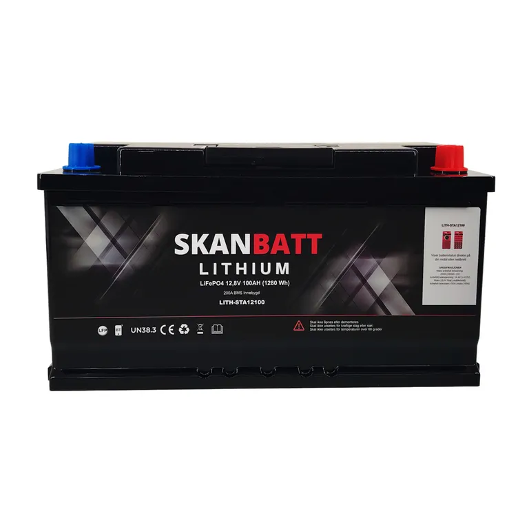 Skanbatt Bluetooth Lithium 12V 100Ah LiFePo4 startbatteri 1500CA