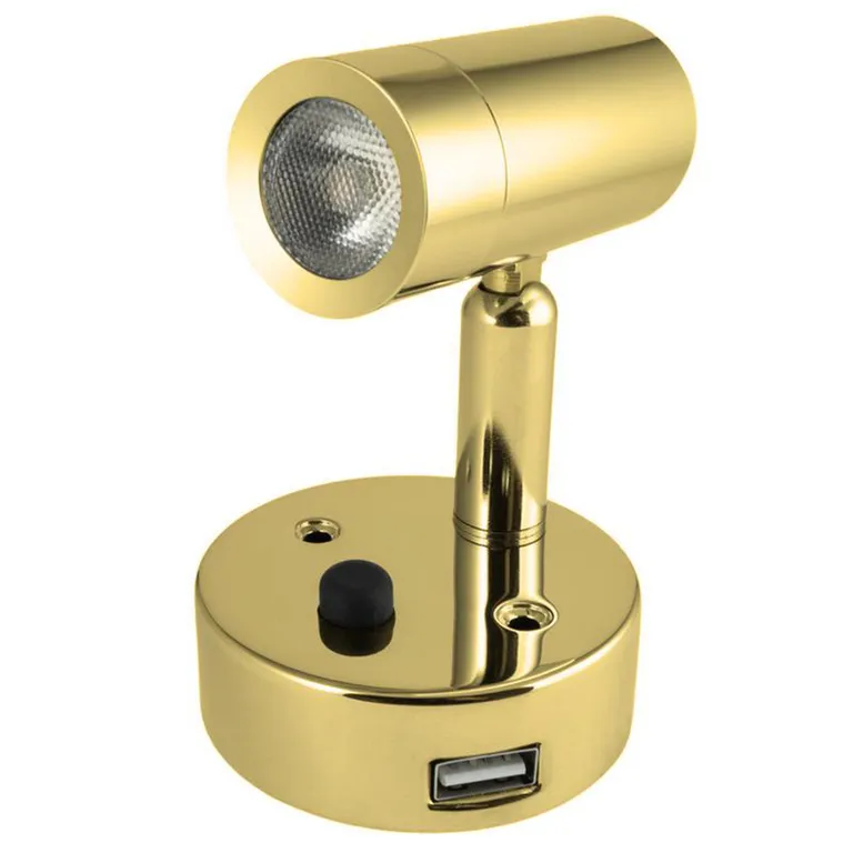  Nautilight LED kabinlampe i messing -2A UBS-A