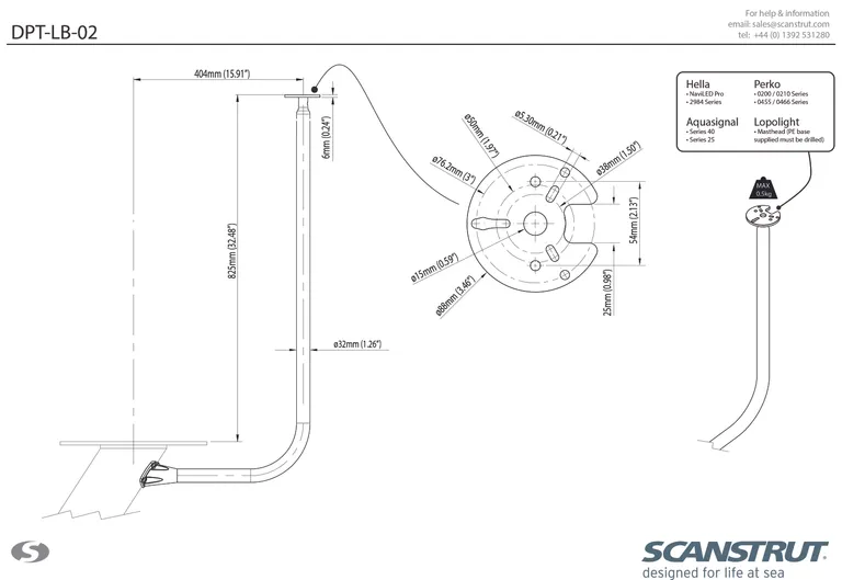 Scanstrut lanternemast for Dual Power Tower til maks 60cm satelittantenne.