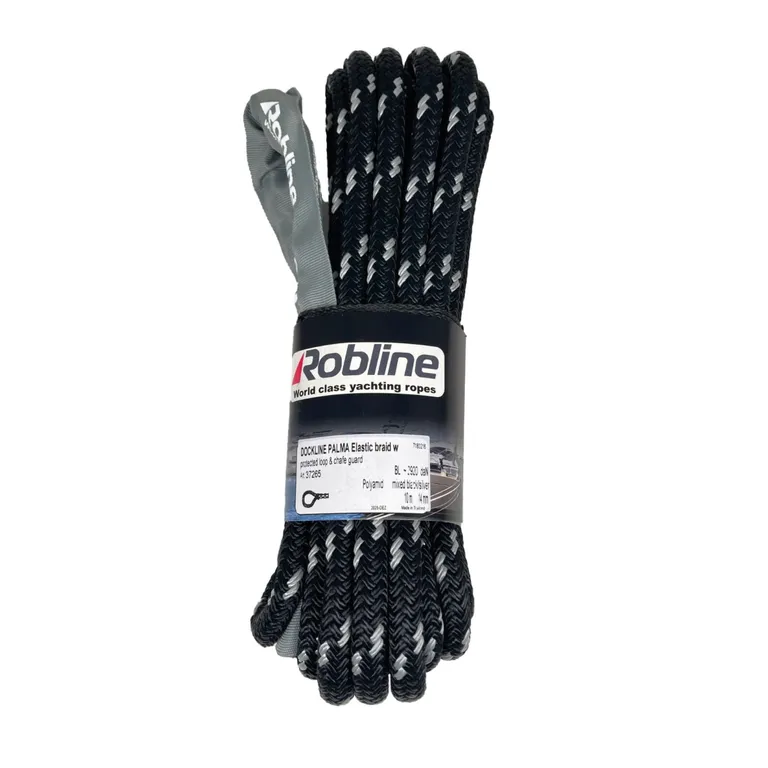 Robline Palma Elastic fortøyningstau 16 mm 10 m svart/sølv