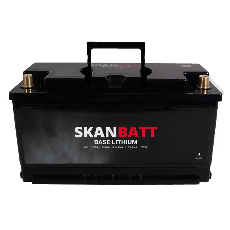 Skanbatt Base Lithium batteri 12V 100Ah 100A BMS Bluetooth Bobil