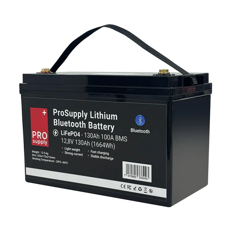 ProSupply Lithium Bluetooth LiFePO4 12V batteri 130Ah (100-kasse) 100A BMS