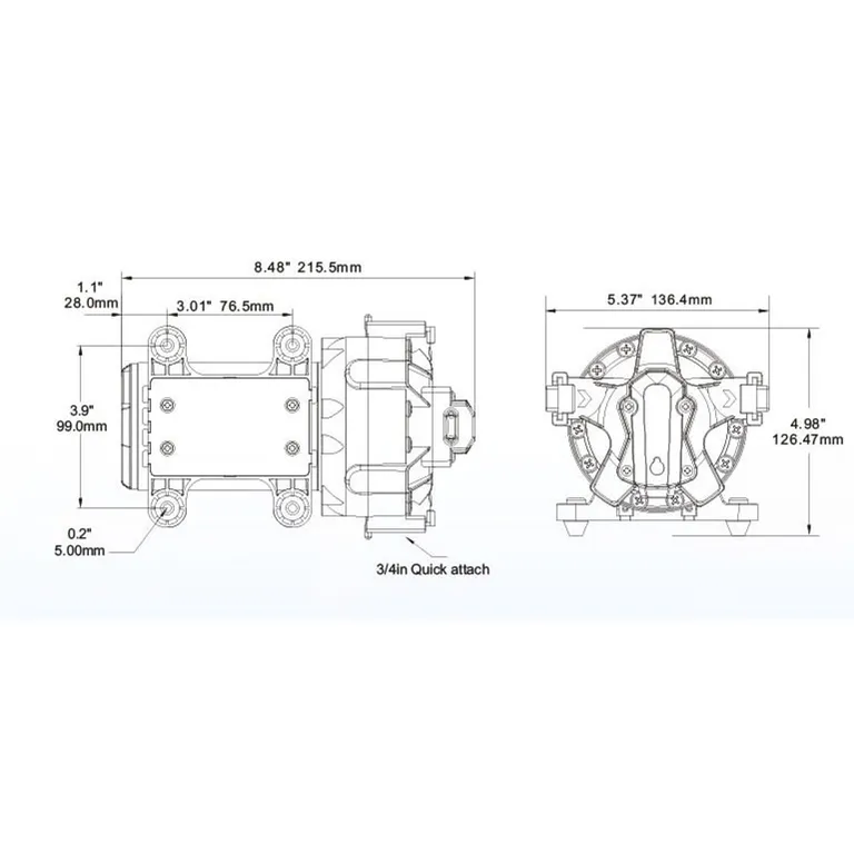 Seaflo Trykkvannspumpe Variabel Speed 12V 70psi 18,9 l/min