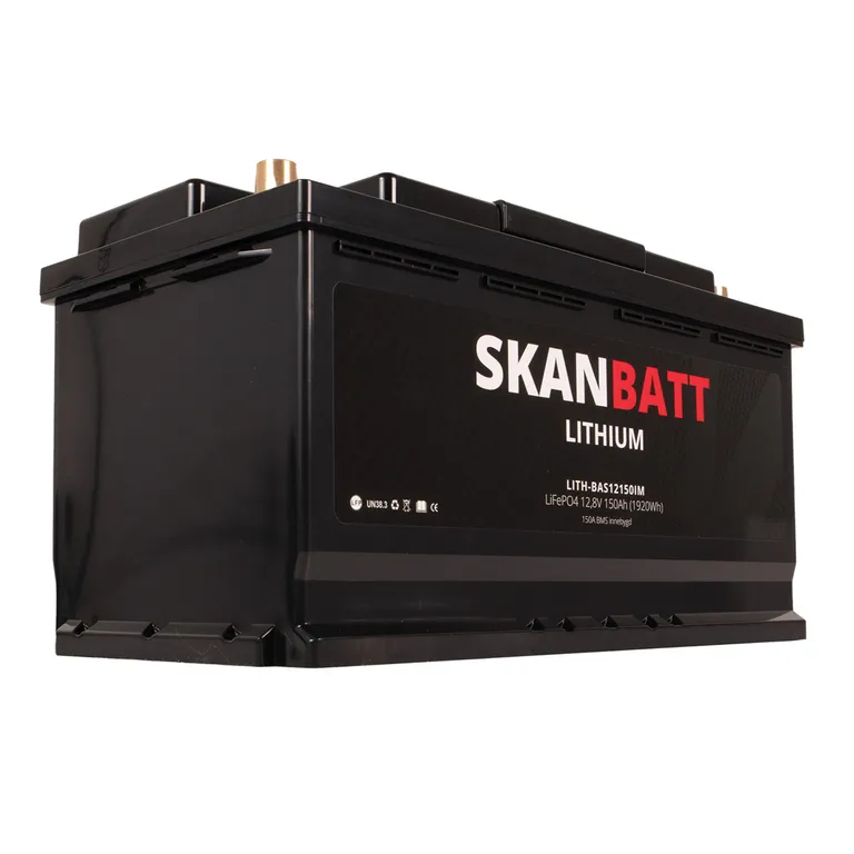 Skanbatt Lithium 12V 150Ah LiFePo4-batteri, 150A BMS