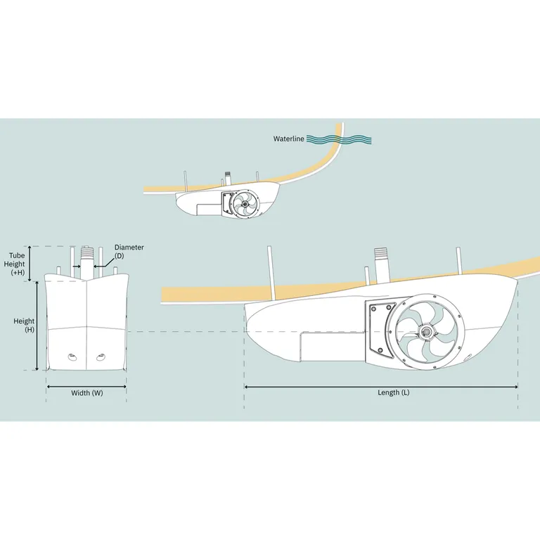 Sleipner SX35/140 utenpåliggende baugpropell SX Hydropod-12V-35kg-50mm