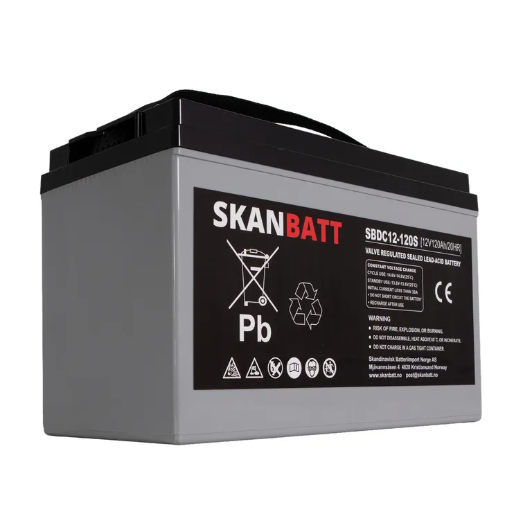 Skanbatt AGM Deep Cycle batteri 12V 120Ah (+ venstre)