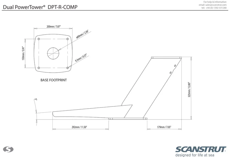 Scanstrut Dual Power Tower  Compact for radar