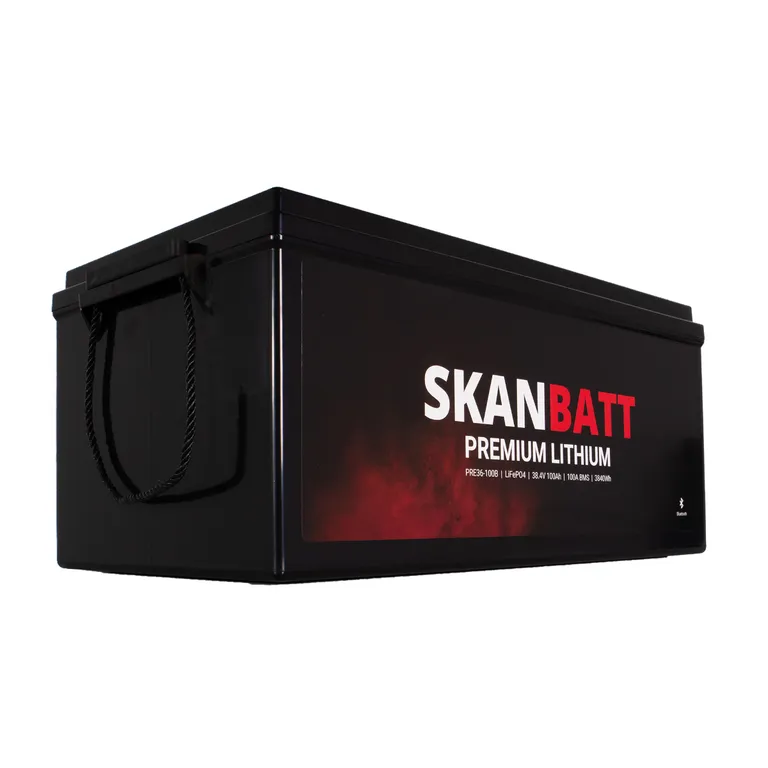 Skanbatt Premium 100Ah 36V LiFePO4 litiumbatteri med Bluetooth