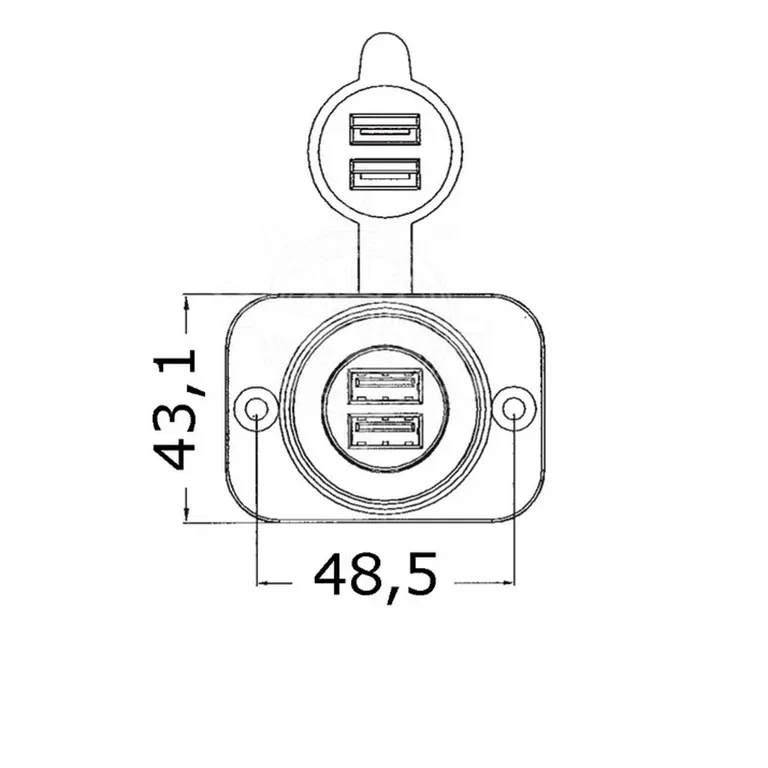MultiMarine Dobbel USB-kontakt 12/24V