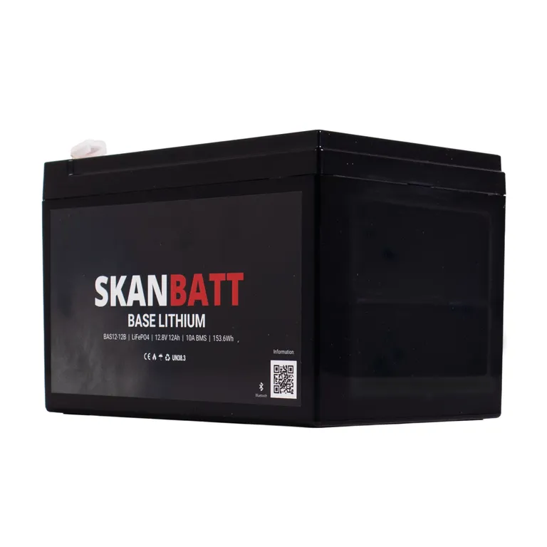 Skanbatt Base Lithium batteri 12V 12Ah 10A BMS Bluetooth
