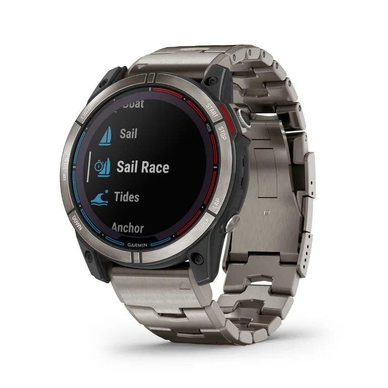 Garmin quatix 7 Solar Edition, 51 mm maritim smartklokke med solcellelading, multibånd GPS, titanramme, og titan- og silikonrem