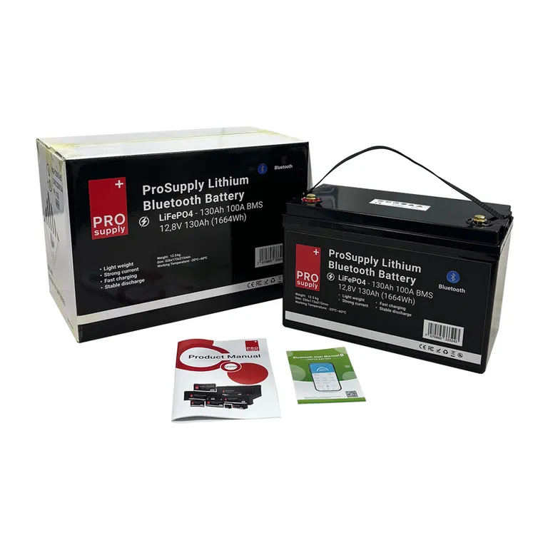 ProSupply Lithium Bluetooth LiFePO4 12V batteri 130Ah (100-kasse) 100A BMS