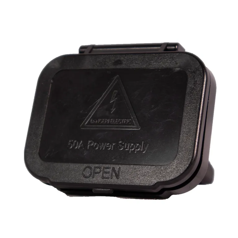 Innfelt kontakt m/lokk 50A 6 mm2 Svart