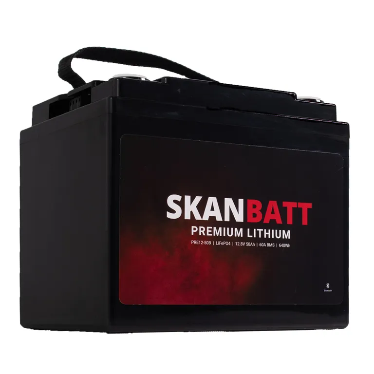 Skanbatt Premium Lithium 12V 50Ah 60A BMS Bluetooth