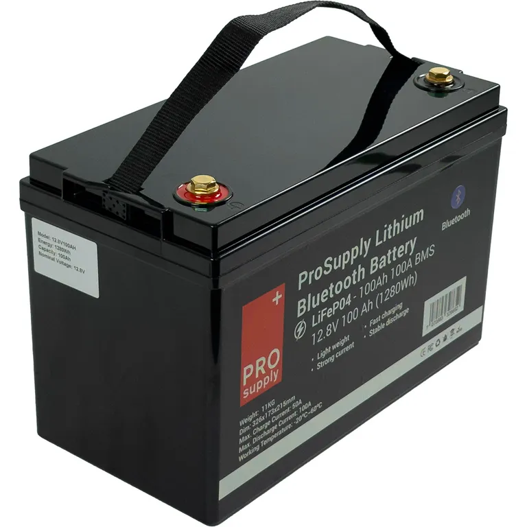 ProSupply Lithium 12V BT LiFePO4 Batteri 100Ah BMS 100A