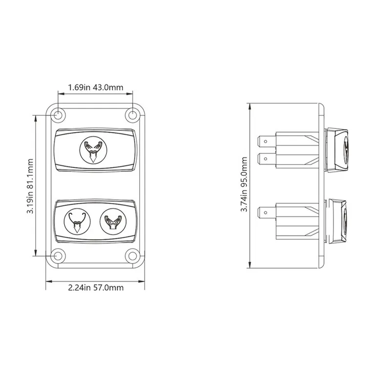 Seaflo Bryterpanel for Quiet Flush elektrisk toalett 12V/24V
