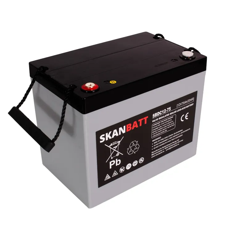 Skanbatt AGM Deep Cycle batteri 12V 75Ah (+ venstre)