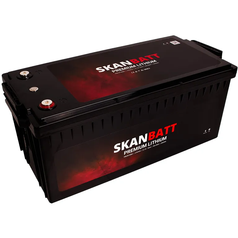 Skanbatt Premium Lithium batteri 48V 50Ah 50A BMS Bluetooth Heat