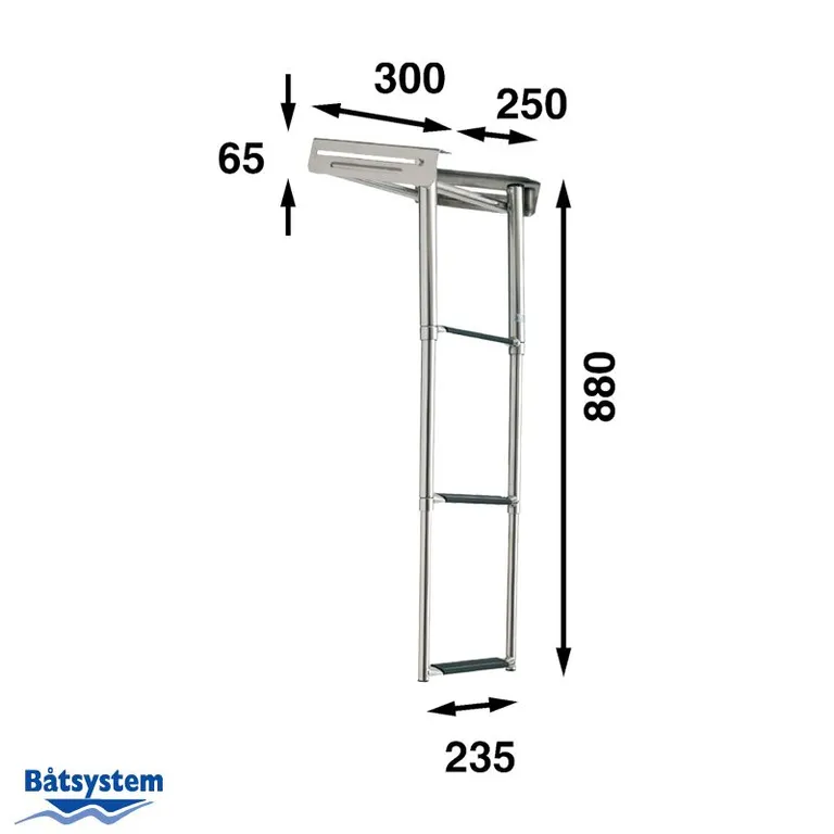Båtsystem teleskopisk baug/badestige 3 trinn 250mm bredde