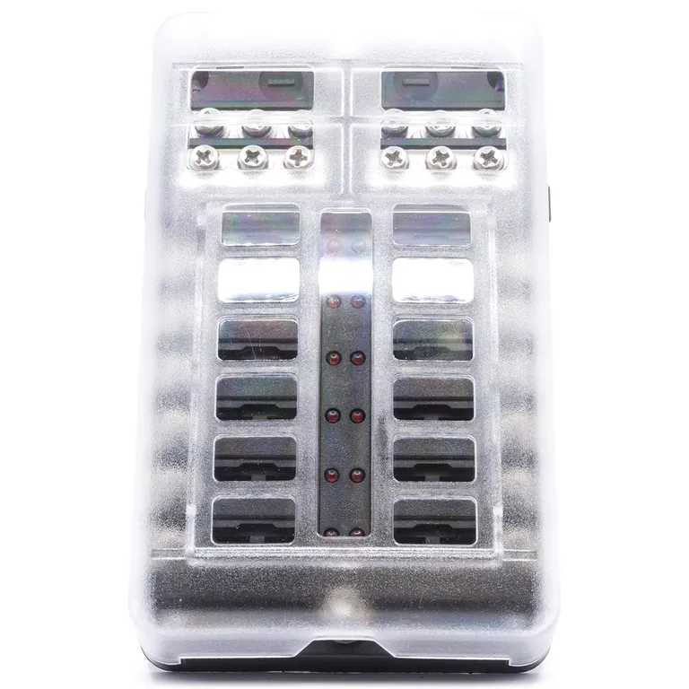 Sikringsholder for 12 sikringer med LED indikatorlys