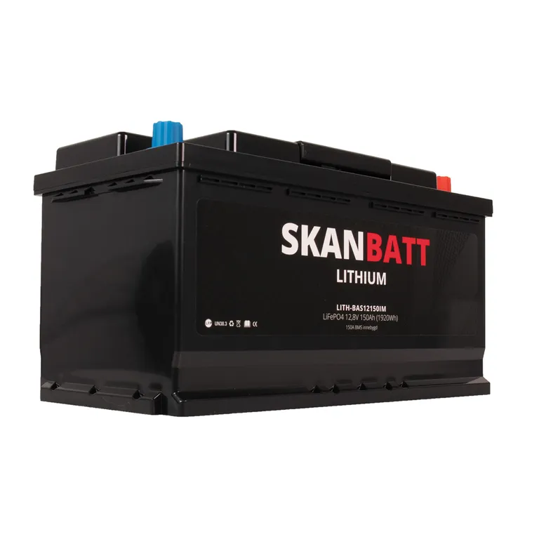 Skanbatt Lithium 12V 150Ah LiFePo4-batteri, 150A BMS
