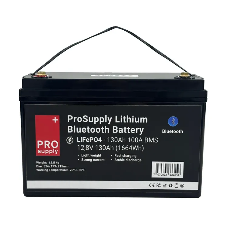 ProSupply Lithium Bluetooth LiFePO4 12V batteri 130Ah (100-kasse) 100A BMS