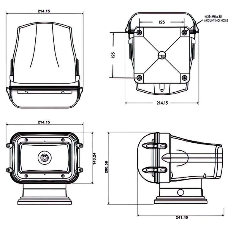 Allremote lyskaster 970SL LED 12/24V svart med fjernkontroll