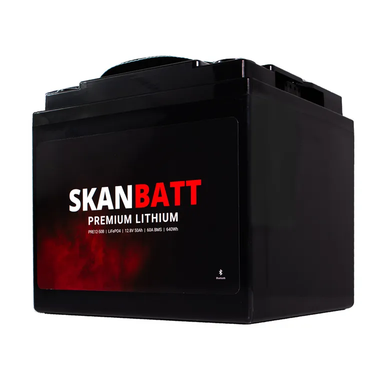 Skanbatt Premium Lithium 12V 50Ah 60A BMS Bluetooth
