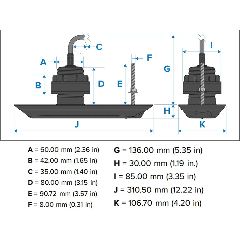 Raymarine RV-300 gjennomgående plastgiver