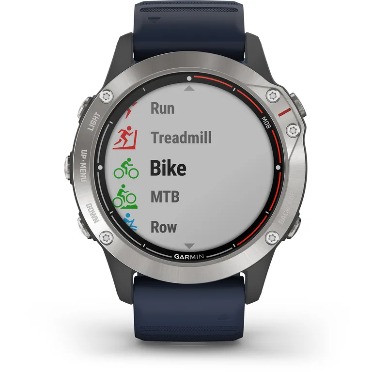 Garmin quatix 6 maritim smartklokke i grå med "Captain Blue" rem