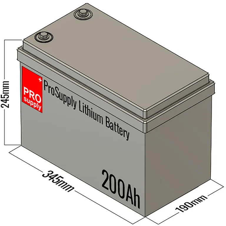 ProSupply Lithium LiFePO4 12V batteri 200Ah 200A BMS