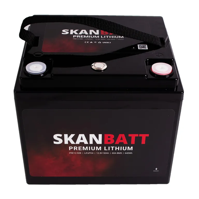 Skanbatt Premium Lithium 12V 50Ah 60A BMS Bluetooth