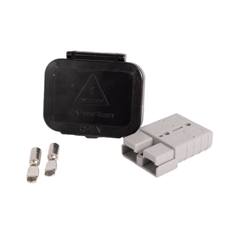 Innfelt kontakt m/lokk 50A 6 mm2 Svart