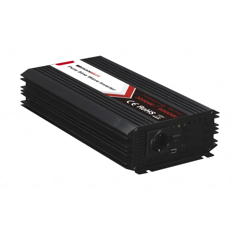 Skanbatt SBP3000-24 3000W ren sinus-inverter med trådløs fjernkontroll
