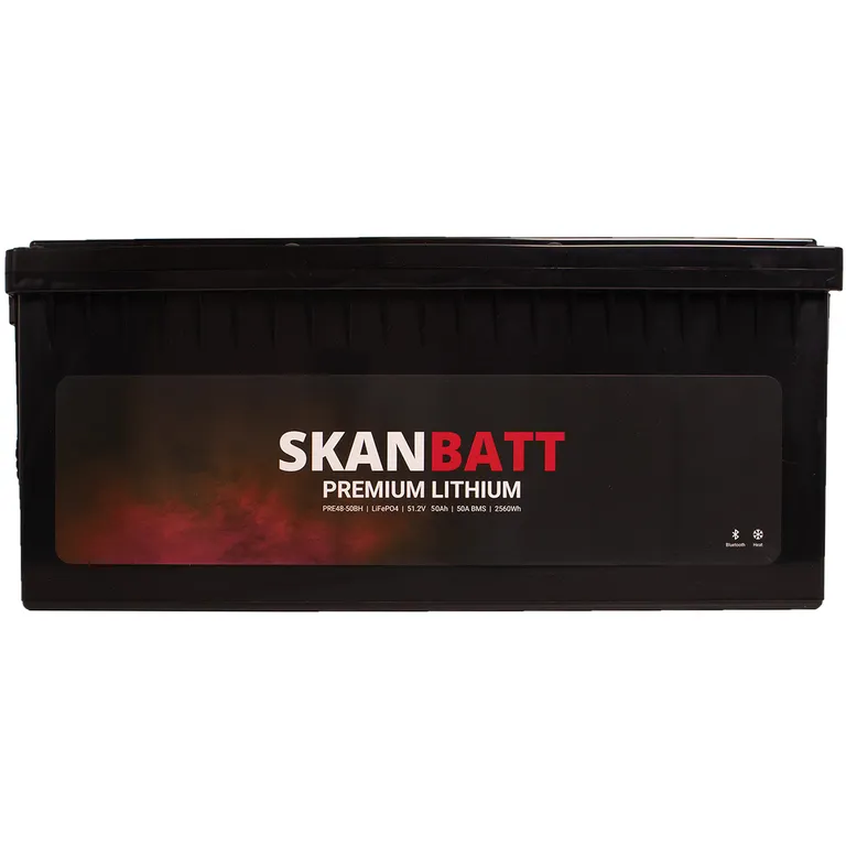 Skanbatt Premium Lithium batteri 48V 50Ah 50A BMS Bluetooth Heat