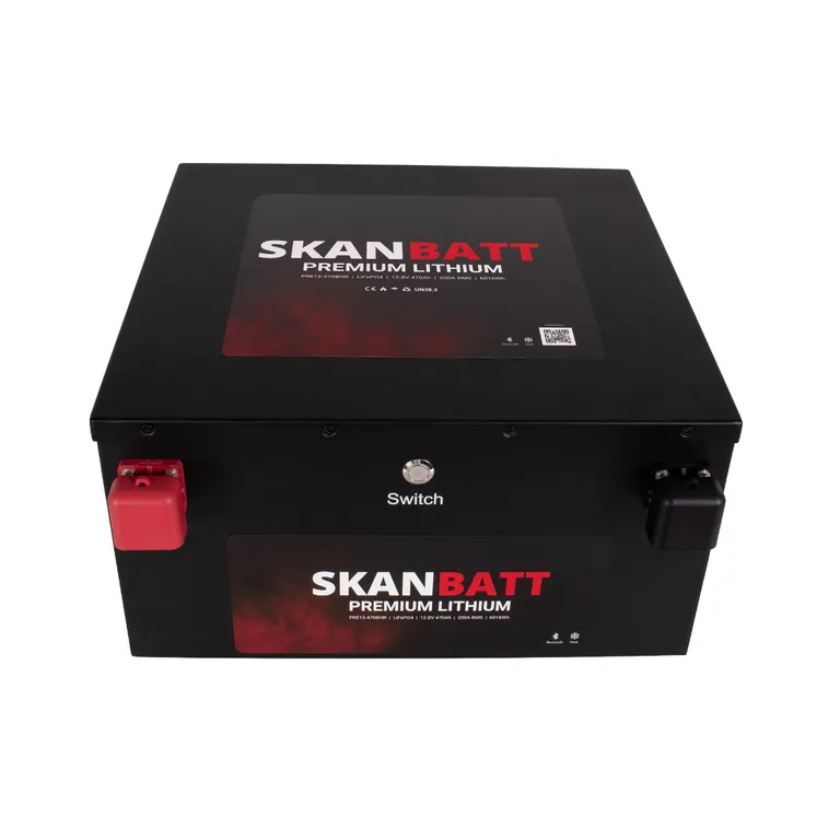 Skanbatt Premium 470Ah 12V LiFePO4 litiumbatteri med Bluetooth og varme