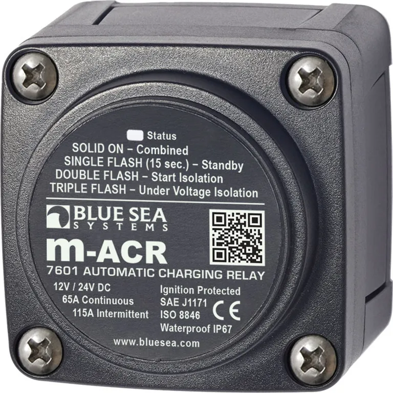 Blue Sea pakke med hovedbryter 300A og laderele mini 65A, 12/24V
